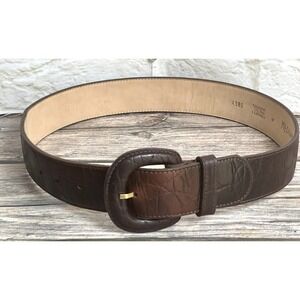 Womens Brown Genuine Oil Tan Leather Crock Style Leather Belt Size M